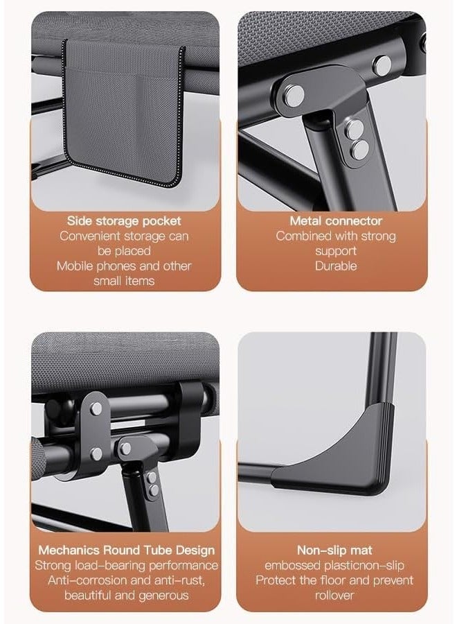 Folding Bed, Portable Folding Camping Bed, Soft and Comfortable Nap Bed, Equipped with Memory Sponge Mattress and Soft Headrest, Suitable for Outdoor Beach and Office Nap (H-001) - Image 4