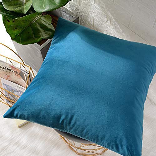 Khooti Velvet Cushion Cover, 12X12 Inches | Sea Blue | Pack of 1 | Solid Plain Soft & Smooth, Decorative Cushion Covers for Living Room, Bedroom, Couches, Chairs, Sofas, Beds & Home Decor - Image 3