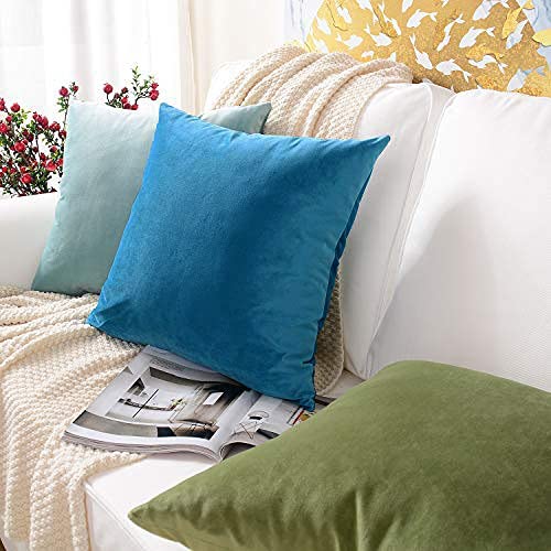 Khooti Velvet Cushion Cover, 12X12 Inches | Sea Blue | Pack of 1 | Solid Plain Soft & Smooth, Decorative Cushion Covers for Living Room, Bedroom, Couches, Chairs, Sofas, Beds & Home Decor - Image 4