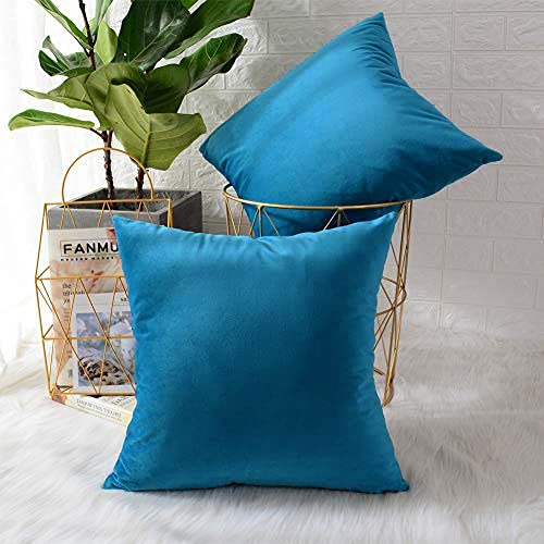 Khooti Velvet Cushion Cover, 12X12 Inches | Sea Blue | Pack of 1 | Solid Plain Soft & Smooth, Decorative Cushion Covers for Living Room, Bedroom, Couches, Chairs, Sofas, Beds & Home Decor - Image 2