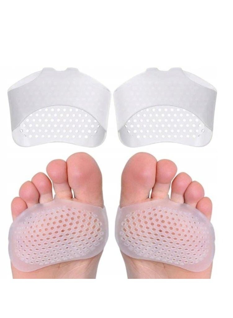 سيبوت وسادات سيليكون لمقدمة القدم - وسائد - لمشط - للنساء والرجال - جل - مقدمة من 4 قطع بلون ابيض زدبوم، مقاس واحد، يستخدم لتصحيح القوام. - Image 2