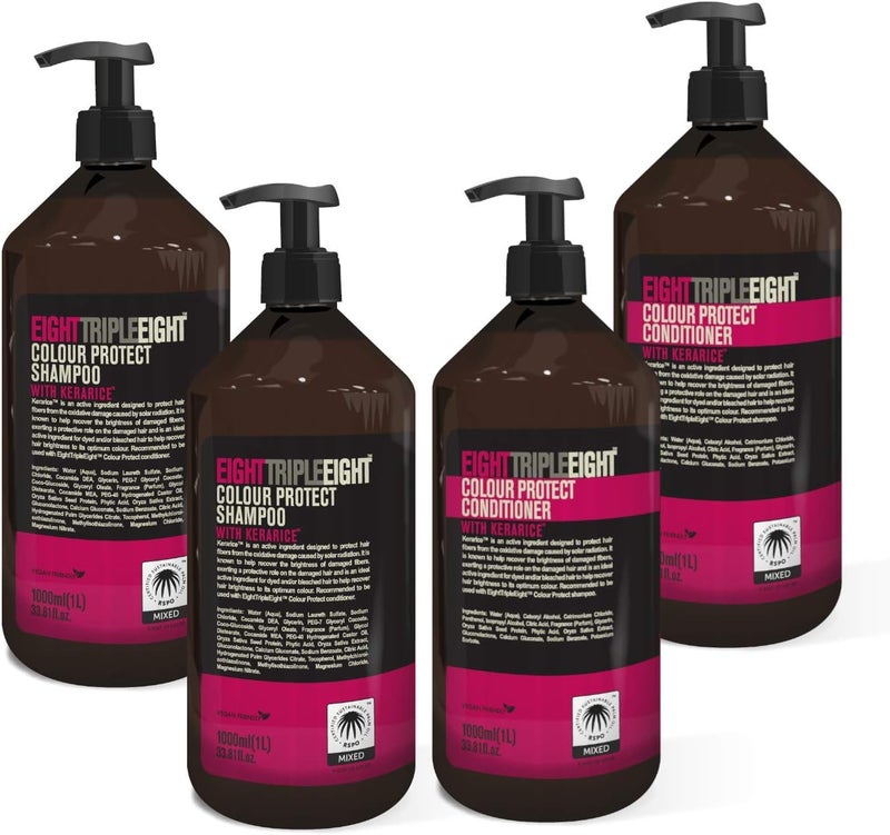 Eight Triple Eight Colour Protect With Kerarice Hair Care Set 2x Shampoo 2x Conditioner 1 Litre