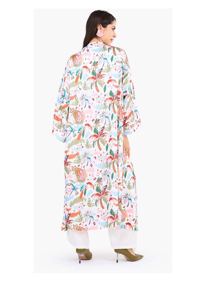 Clue Colorful Palm-Print Kimono  - Image 3