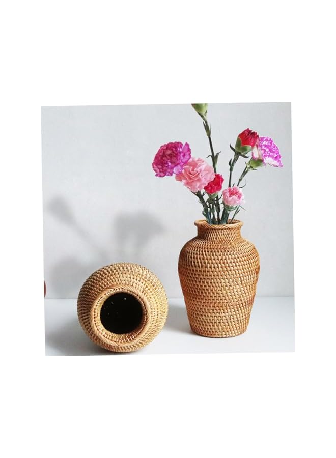 The Bros Rattan Vase - Decorative Woven Seagrass Vase for Flowers - Wicker Basket Planter for Indoor Plants - Handmade Craft Plant Basket - Image 3