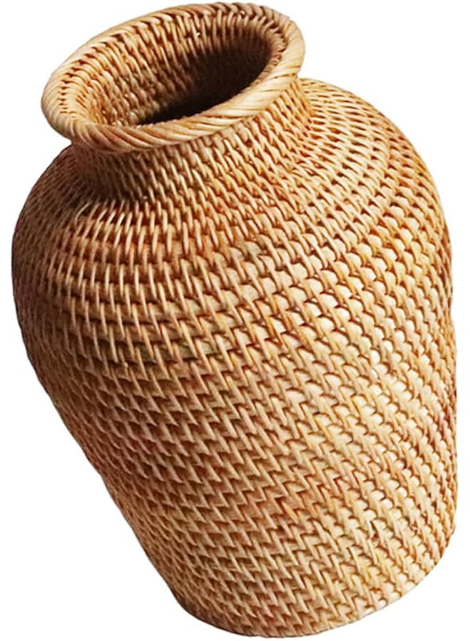 The Bros Rattan Vase - Decorative Woven Seagrass Vase for Flowers - Wicker Basket Planter for Indoor Plants - Handmade Craft Plant Basket - Image 1