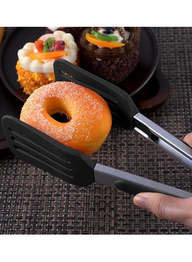 2PCS Cooking Tongs 9 inches Stainless Steel Kitchen Silicone Serving Tong Heat Resistant Meat Turner Spatula Tongs with Locking Handle Joint - Image 4