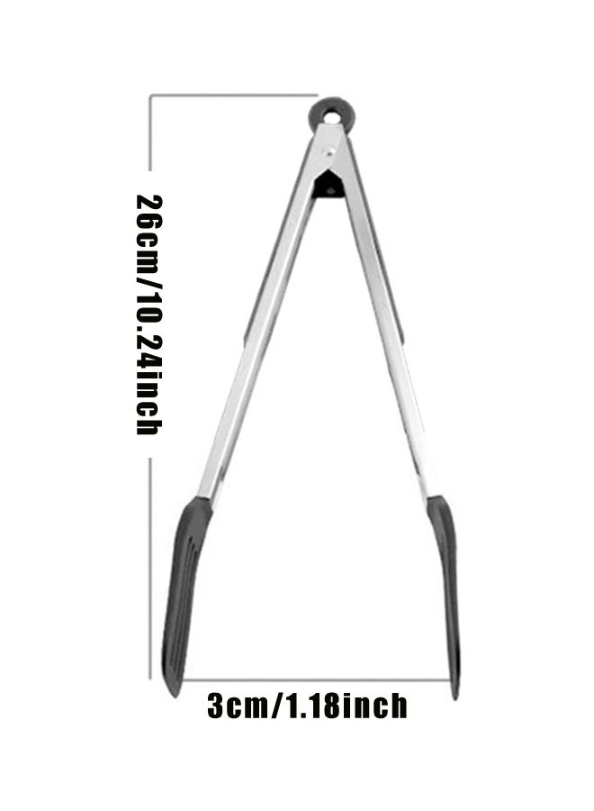 2PCS Cooking Tongs 9 inches Stainless Steel Kitchen Silicone Serving Tong Heat Resistant Meat Turner Spatula Tongs with Locking Handle Joint - Image 2
