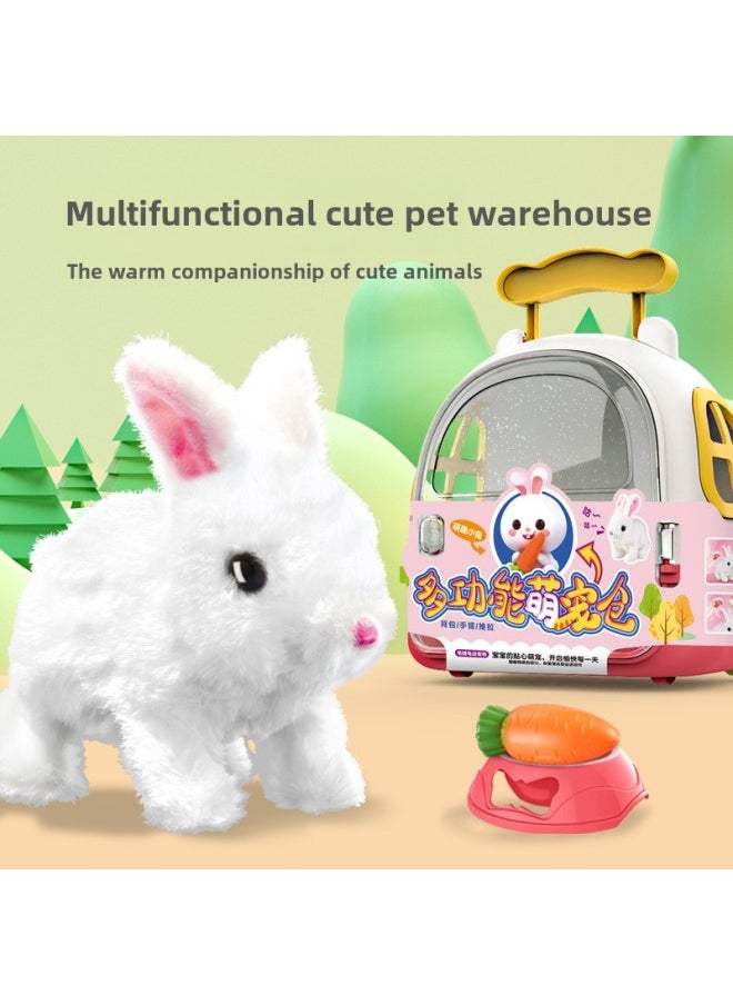 Children's Electric Simulation Sound Plush Cute Pet Rabbit Dog Cat Toy Portable Storage Rocket Station Pet Cabin-Color:(Electric Plush Dog) Rocket Cute Pet Station  - Image 5