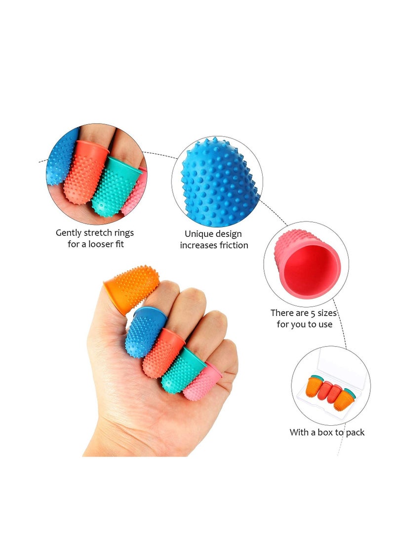 SYOSI - 10 Pieces Rubber Finger Tips Finger Pads Grips Thick Reusable Finger Protector Fingertip Grips with a Box for Money Counting Collating Writing Sorting Task Hot Glue Sport Games - Image 1