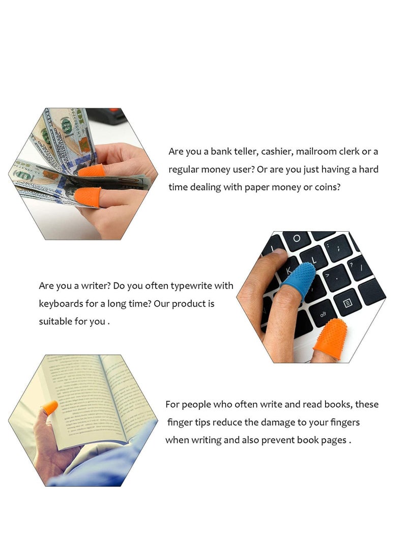 SYOSI - 10 Pieces Rubber Finger Tips Finger Pads Grips Thick Reusable Finger Protector Fingertip Grips with a Box for Money Counting Collating Writing Sorting Task Hot Glue Sport Games - Image 1