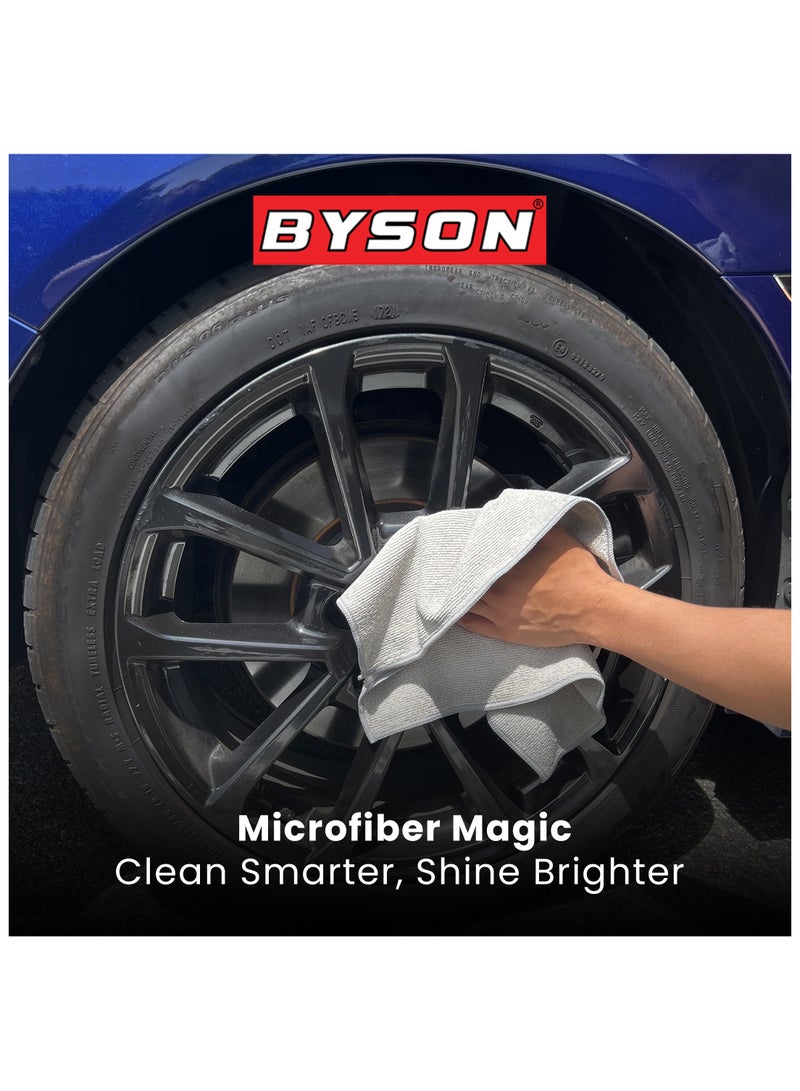 BYSON 100PK Microfiber Cleaning Cloths 30×40CM - Ultra Absorbent 220GSM Lint Free Towels for Dusting, Polishing, Auto Detailing & Multi-Surface Cleaning, Reusable & Washable - Image 3