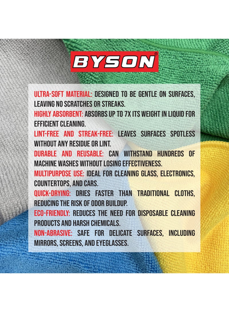 BYSON 100PK Microfiber Cleaning Cloths 30×40CM - Ultra Absorbent 220GSM Lint Free Towels for Dusting, Polishing, Auto Detailing & Multi-Surface Cleaning, Reusable & Washable - Image 5