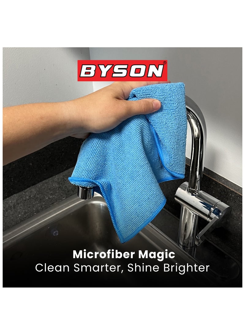 BYSON 100PK Microfiber Cleaning Cloths 30×40CM - Ultra Absorbent 220GSM Lint Free Towels for Dusting, Polishing, Auto Detailing & Multi-Surface Cleaning, Reusable & Washable - Image 4
