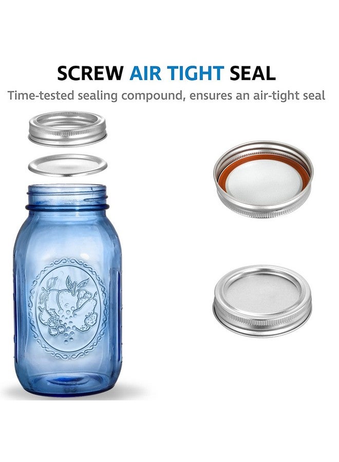 Tebery 6 Pack Vintage Blue Home Mason Jars with Airtight lids & Bands, 32Oz Wide Mouth Quart Glass Canning Jar for Fermenting, Pickling, Storage, DIY Crafts & Decor - Image 3