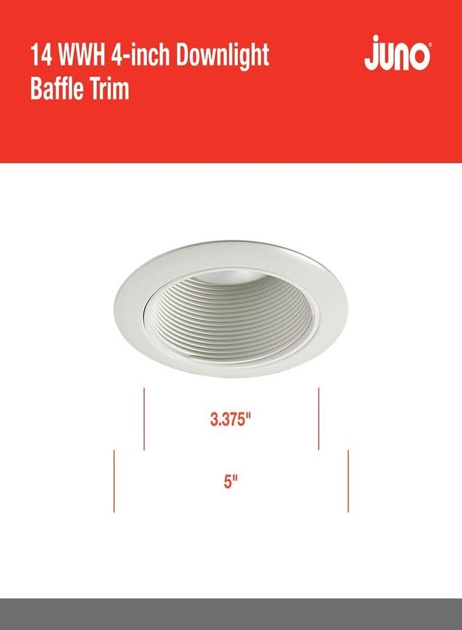 Juno 4-Inch Round Baffle Recessed Lighting Trim, Glare-Reducing Snap-in Trim for Can Lights, Fits IC1, TC1, TC1R Housings, White Finish - Image 4