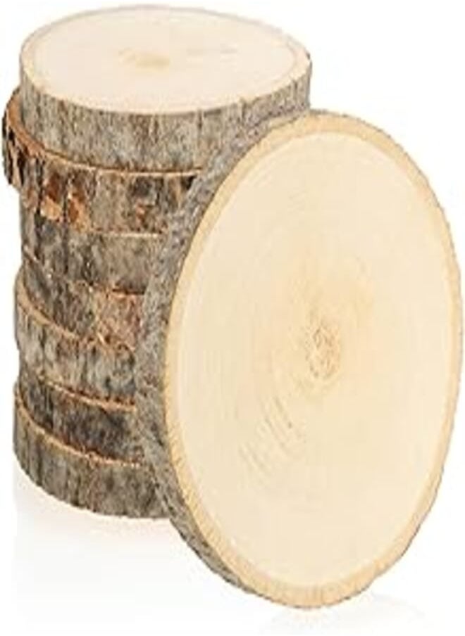 com-four com-four® 8 x Wooden Disc with Bark – Glass Coaster to Protect Furniture – Wooden Discs for Crafts and Decorating – Round Lings Diameter Approx. 8 – 10 cm – Tree Disc 
