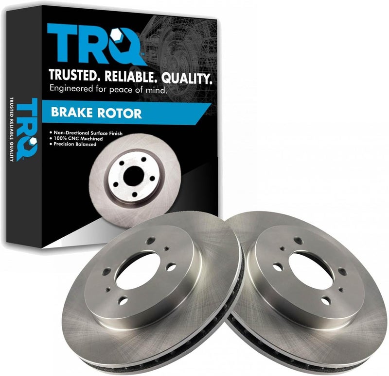 TRQ Front Brake Rotors Set Vented Compatible with 2002-2006 Mitsubishi Lancer 1999-2002 Mirage - Image 1