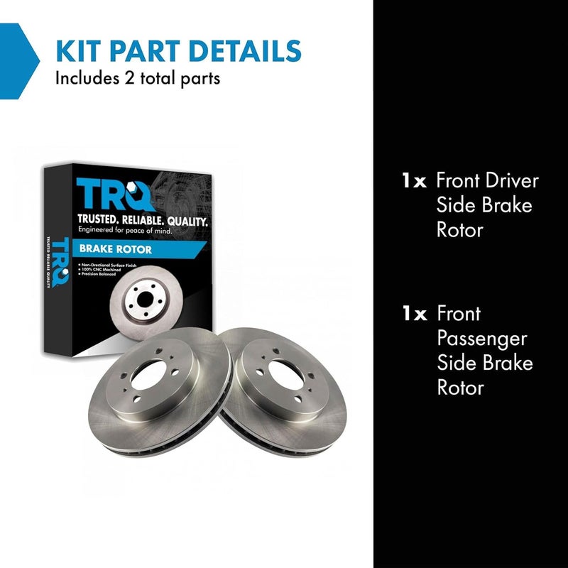 TRQ Front Brake Rotors Set Vented Compatible with 2002-2006 Mitsubishi Lancer 1999-2002 Mirage - Image 2