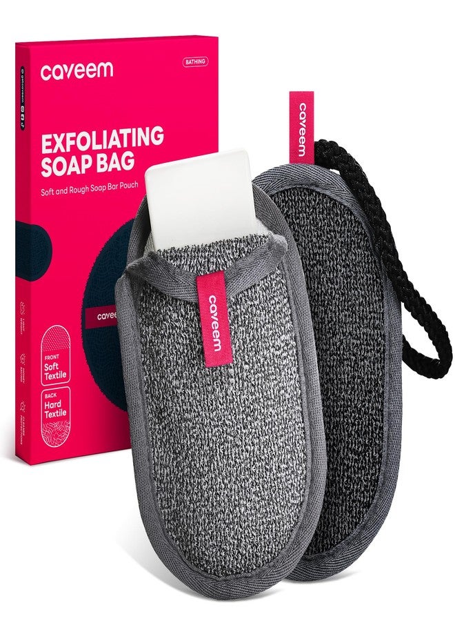 CAVEEM Soap Saver Bag, Rough and Soft Exfoliation Soap Pouch for Bar Soap, Soap Mesh Pocket Bar Holder for Washing Body, Soap Sack Sponge Bag for Shower Bath (2 Pack) - Image 1