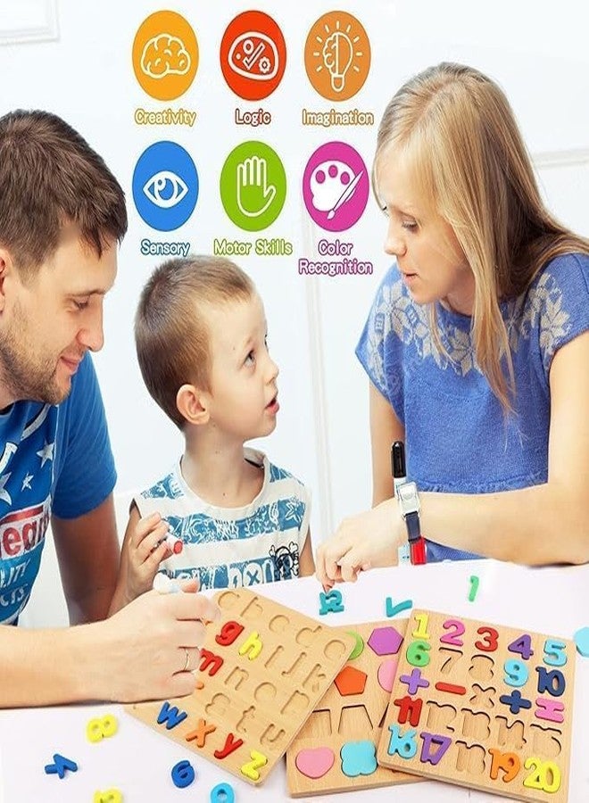 PN AVAN Wooden Educational Puzzle Board for Kids Toddlers Preschoolers Learning Toy ABC Alphabet Numbers Shapes Brain Development - Image 4