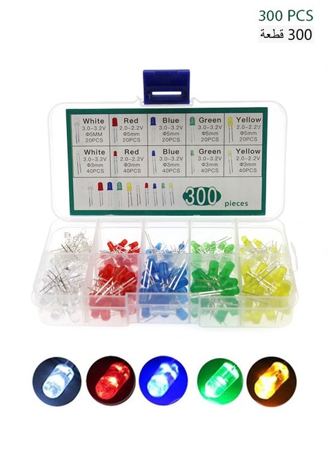 10 Values Multicolor LED Light Emitting Diodes Kit 5MM 3MM White Red Blue Yellow Green Orange Purple Transparent Round LED Lamp Lighting Assorted for Arduino Electronics