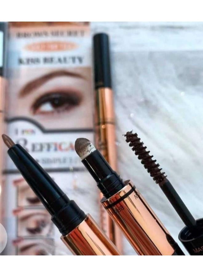 Kiss Beauty Kiss Beauty 3 in 1 Waterproof 3D Eyebrow Kit with Eyebrow Pencil, Corrector Powder and Mascara #01 Light Brown  - Image 4