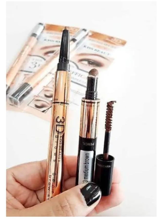 Kiss Beauty Kiss Beauty 3 in 1 Waterproof 3D Eyebrow Kit with Eyebrow Pencil, Corrector Powder and Mascara #01 Light Brown  - Image 5
