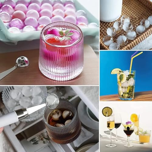 MARKWELL Plastic Mini Round Ice Cube Tray with Lid Ball Maker for Fresh Juice, Mocktails, Whiskey, Cocktails, Tea & Coffee 33 Cavity, Easy Release Stackable in Freezer Pack of 2, Blue,Pink - Image 5