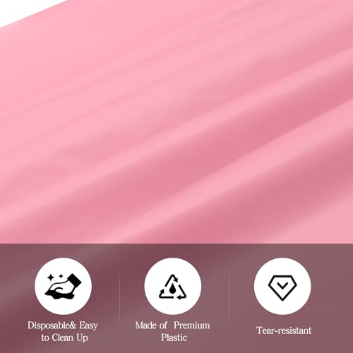 tujol Pink 6 Pack Plastic Table Cloth 54" x 108", Disposable Tablecloths Rectangle Table Cover, Plastic Tablecloths for Parties - Image 4