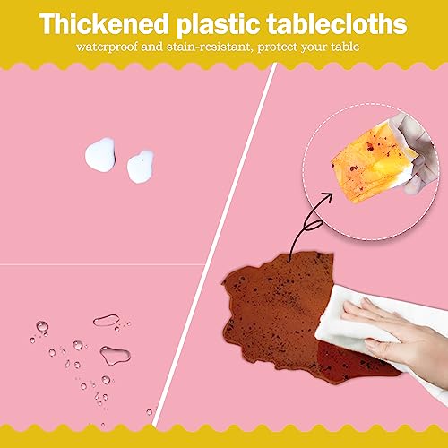 tujol Pink 6 Pack Plastic Table Cloth 54" x 108", Disposable Tablecloths Rectangle Table Cover, Plastic Tablecloths for Parties - Image 3