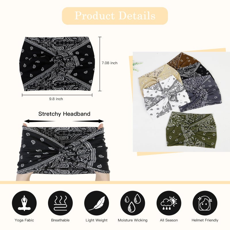 Tobeffect Wide Headbands for Women, 7'' Extra Wide Boho Headbands Fashion Headwraps Stretchy Hairbands Head Scarf Hair Accessories - Image 2