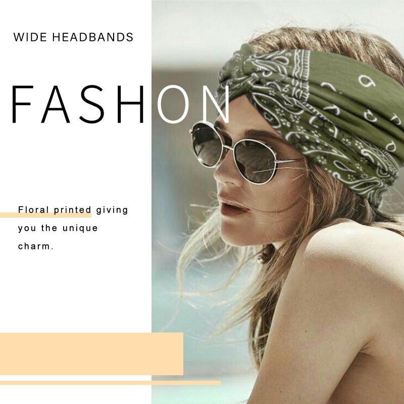 Tobeffect Wide Headbands for Women, 7'' Extra Wide Boho Headbands Fashion Headwraps Stretchy Hairbands Head Scarf Hair Accessories - Image 4