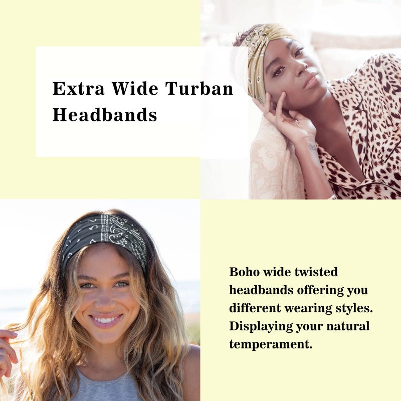 Tobeffect Wide Headbands for Women, 7'' Extra Wide Boho Headbands Fashion Headwraps Stretchy Hairbands Head Scarf Hair Accessories - Image 3