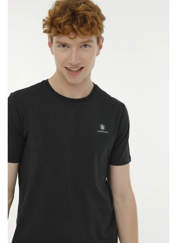 LUMBERJACK - Basic Modal C Neck Men's Short Sleeve T-Shirt M-CT110 Black - Image 1