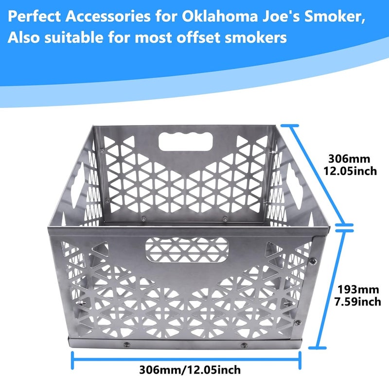 foedo 12 Inch Charcoal Firebox Basket for Oklahoma Joe Offset Smoker, Grill Accessories for Long and Efficient Smoking, 12" x 12" x 7.5 "Fire Basket for Oklahoma Joes Highland (Stainless Steel) - Image 2
