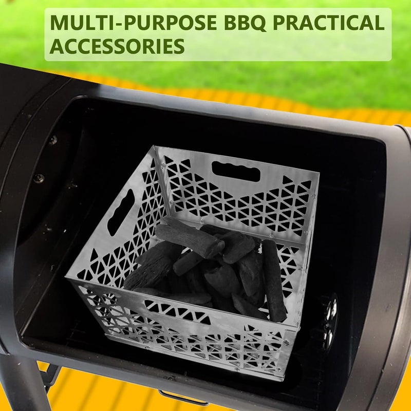 foedo 12 Inch Charcoal Firebox Basket for Oklahoma Joe Offset Smoker, Grill Accessories for Long and Efficient Smoking, 12" x 12" x 7.5 "Fire Basket for Oklahoma Joes Highland (Stainless Steel) - Image 5