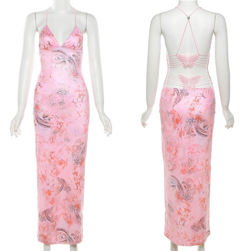 ZGMYC Women's Fairy Butterfly Maxi Dress Sexy Sleeveless Backless Long Dress Bandage String Bodycon Beach Club Party Dress - Image 4