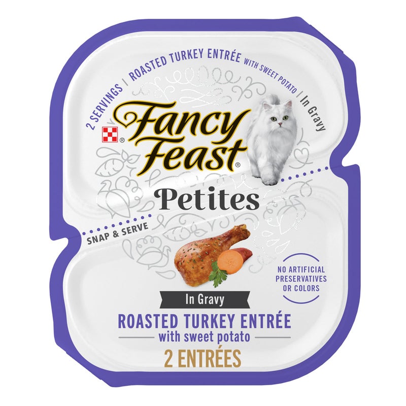 Fancy Feast Purina Fancy Feast Petites With Roasted Turkey EntrÃ©e with Sweet Potato in Gravy Gourmet Wet Cat Food - (Pack of 12) 2.8 oz. Tubs - Image 1