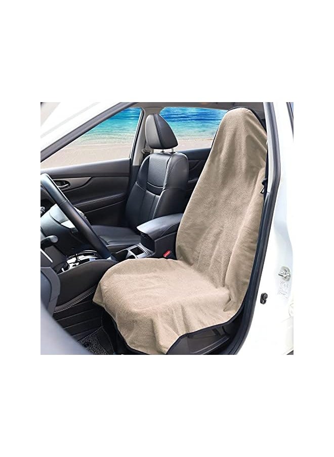 Leader Accessories - Accessories Towel Waterproof Car Seat Cover Beige for Trucks SUV Fitness Athletes Pets Gym and Water Sport - Image 1