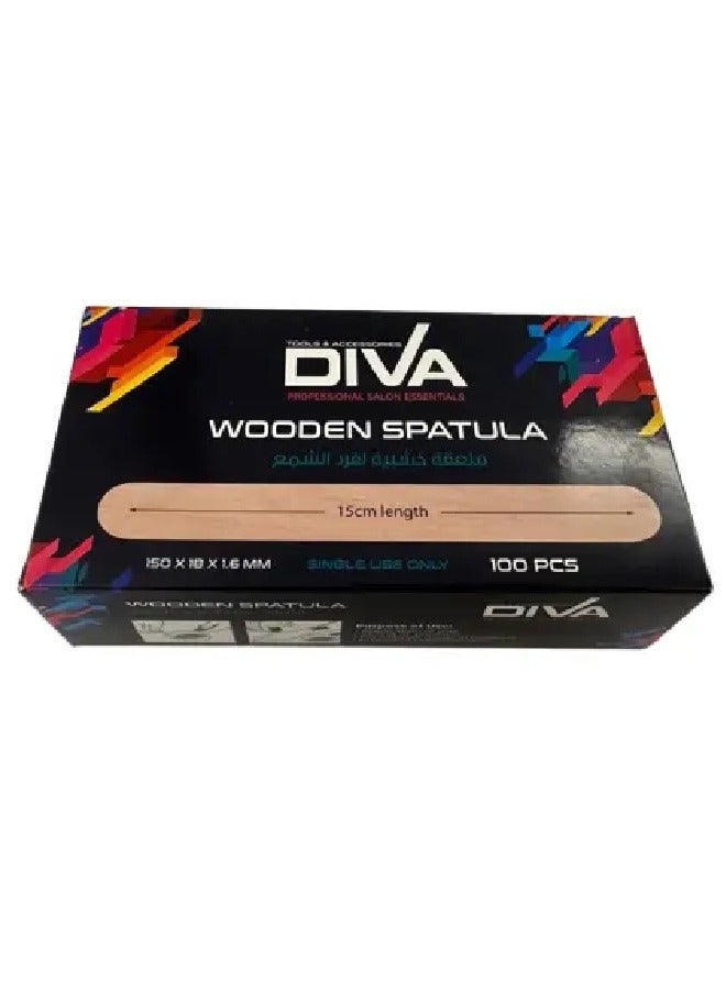 Diva Disposable Wooden Spatulas – Hygienic, Single-Use Applicators to Prevent Contamination, Ideal for Waxing & Skincare, 100-Pcs