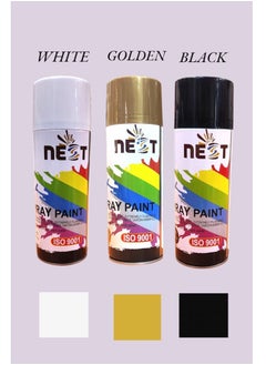 Nest "Nest Spray Paint Set - White, Gold, Black (3 x 400ml) | Multi-Surface, Fast-Drying Aerosol Paint | 