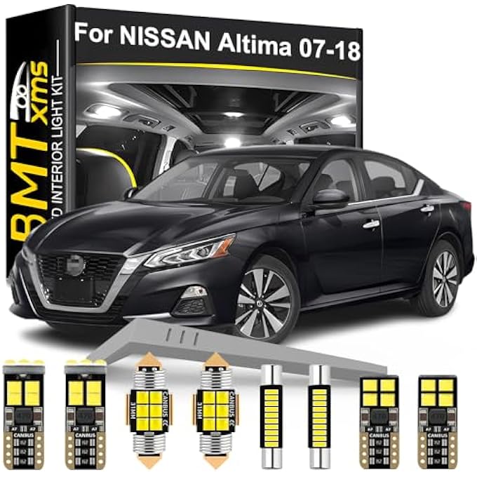 BMT xms مجموعة إضاءة داخلية LED بديلة لسيارة نيسان ألتيما 2007-2018، 15 قطعة، لمبات بيضاء باردة 6000 كلفن - Image 1