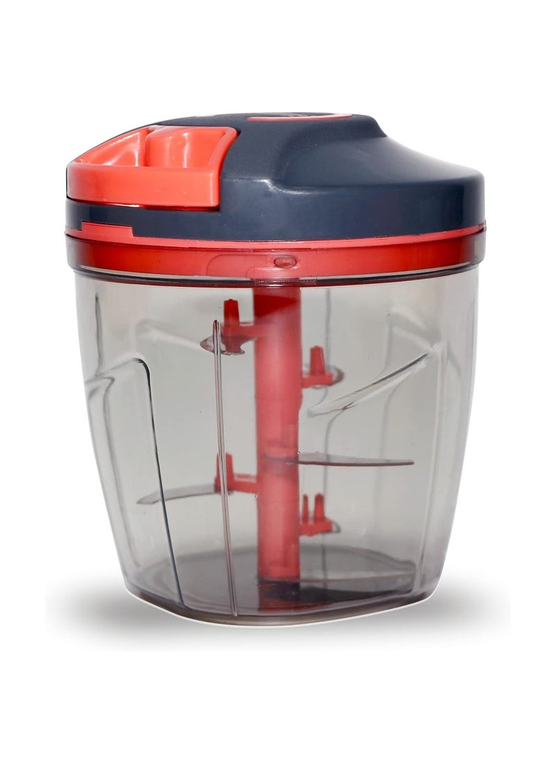 CLASSYTOUCH Sprint 6-Blade Chopper with Black and Red Design - Quickly Dice, Mince and Chop Your Fruits and Vegetables ,900ml Efficiently Prep Your Fruits and Vegetables. (900ml, Red and Black)  - Image 1
