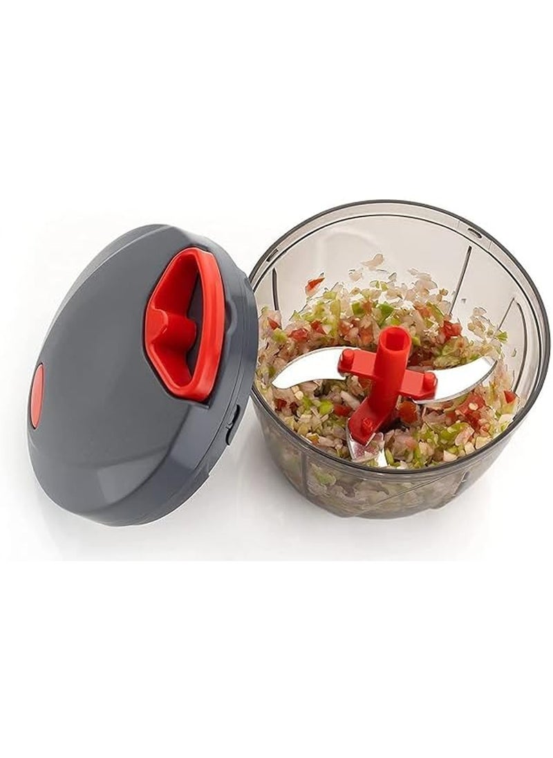 CLASSYTOUCH Sprint 6-Blade Chopper with Black and Red Design - Quickly Dice, Mince and Chop Your Fruits and Vegetables ,900ml Efficiently Prep Your Fruits and Vegetables. (900ml, Red and Black)  - Image 3