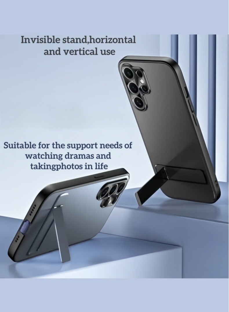 Samsung Galaxy S24 Ultra Case 360° Full Body Coverage Shockproof Phone Cover,Stand Phone Case，Frosted Feel Phone Case,  Anti-Fall Anti-Scratch Anti-fingerprint Protective Case for Samsung Galaxy S24 Ultra 5G, Gray - Image 2