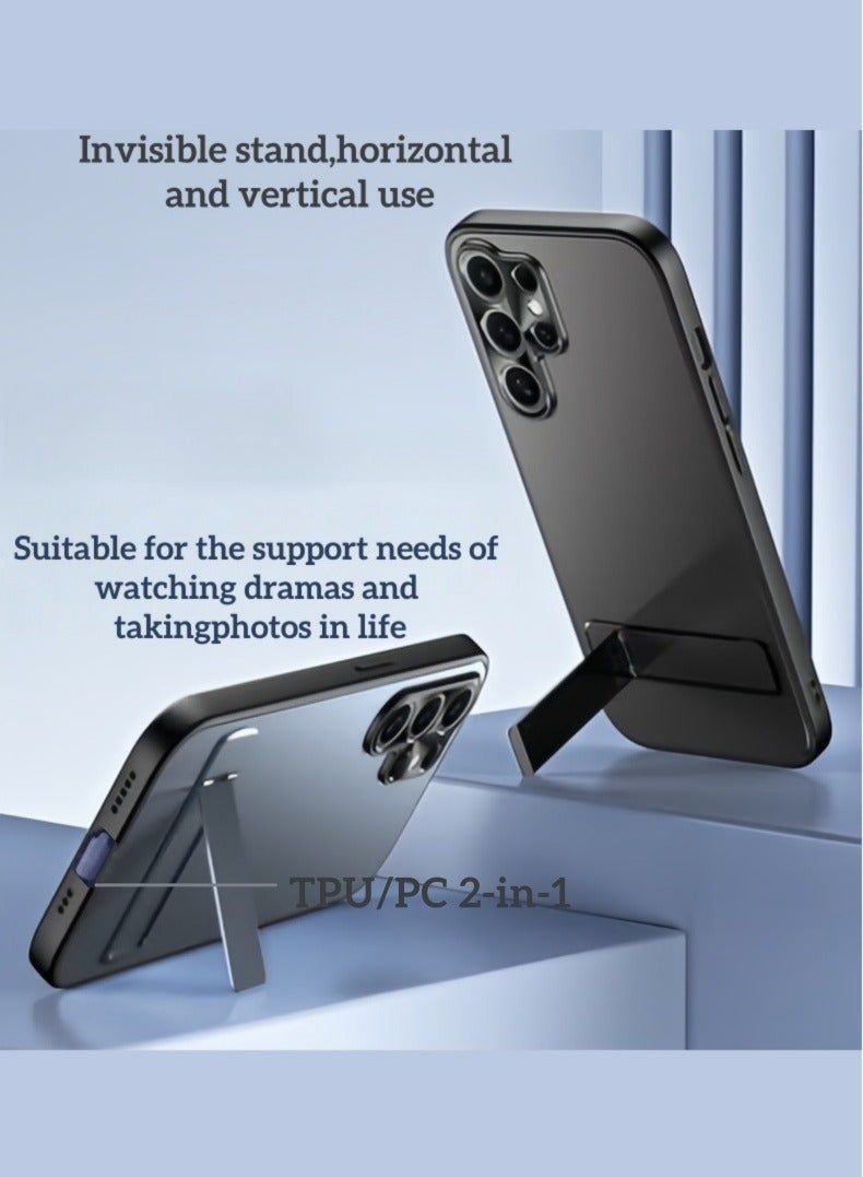 Samsung Galaxy S24 Ultra Case 360° Full Body Coverage Shockproof Phone Cover,Stand Phone Case，Frosted Feel Phone Case,  Anti-Fall Anti-Scratch Anti-fingerprint Protective Case for Samsung Galaxy S24 Ultra 5G, Gray - Image 2