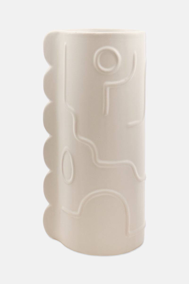 Muy Mucho Ceramic Decorative Vase, White  - Image 1