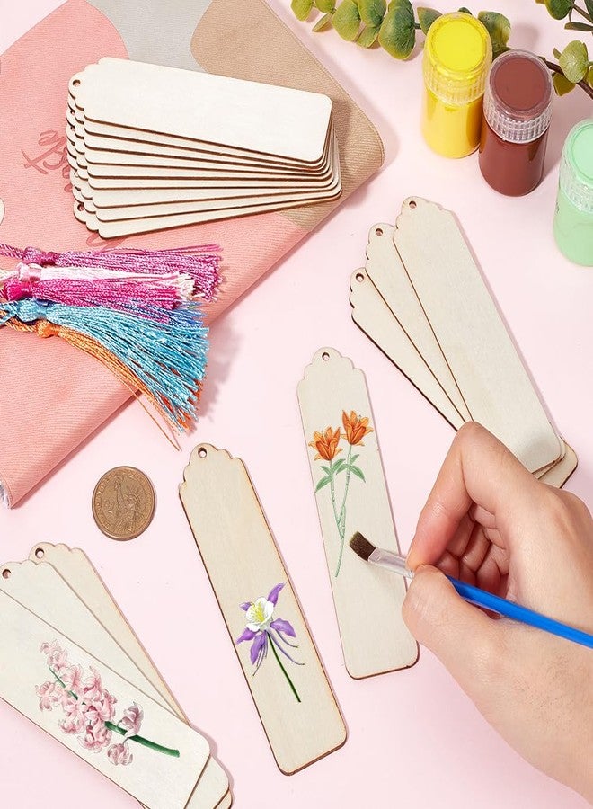 SOFPLATE 50Pcs 6 x 2 Inch Blank Wooden Bookmarks with Tassels Blank Wood Book Marks Unfinished Wooden Hanging Tags Bookmark Making Kits for DIY Crafts Wedding Party Birthday Favor Decoration Adult - Image 3