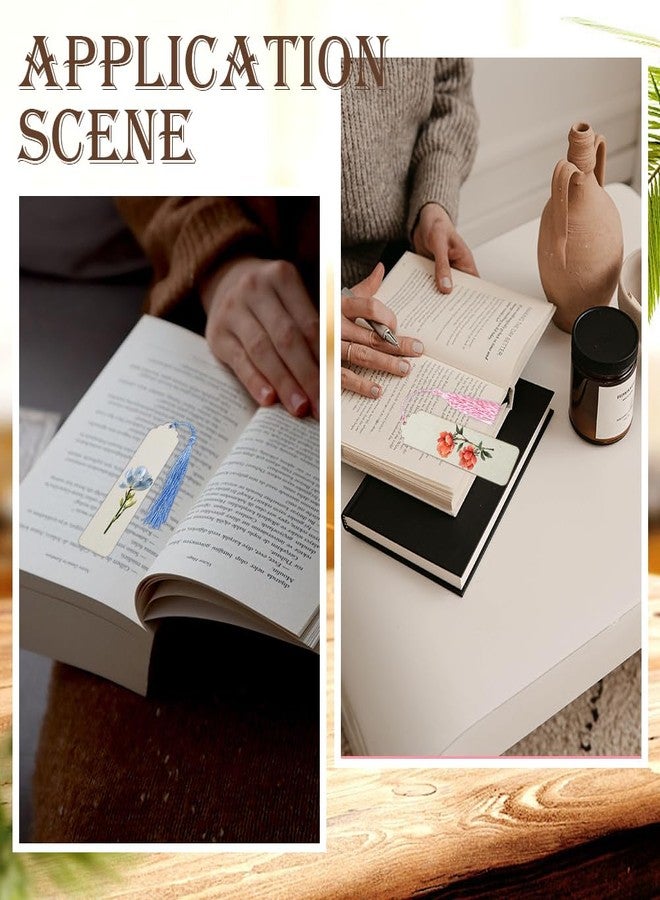 SOFPLATE 50Pcs 6 x 2 Inch Blank Wooden Bookmarks with Tassels Blank Wood Book Marks Unfinished Wooden Hanging Tags Bookmark Making Kits for DIY Crafts Wedding Party Birthday Favor Decoration Adult - Image 5