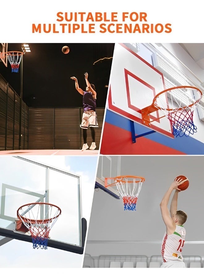 Basketball Ring with Net Outdoor, 2023 Upgrade Thick Professional Basketball Net Replacement Heavy Duty, All Weather Anti Whip Color Never Fade Standard Nets -12 Loops
